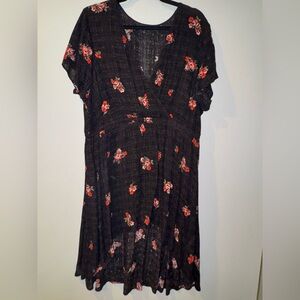 Torrid Black Dress with Red Floral Accents